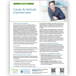 image of the testicular cancer fact sheet in french
