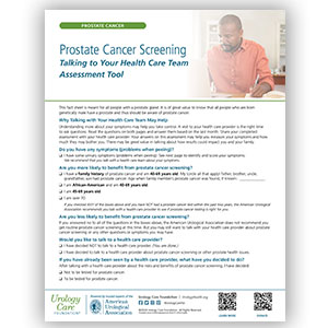Prostate Cancer Screening Talking to Your Health Care Team Assessment Tool