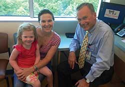 Addison Parks along with her Mom Sara and Addison's doctor Craig A. Peters, MD