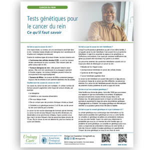 Image of genetic testing for kidney cancer fact sheet in french