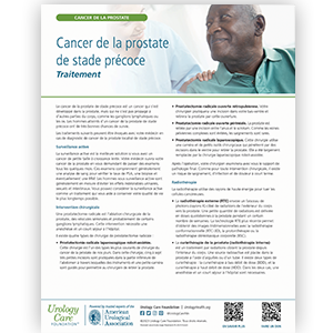 Thumbnail image of the early stage prostate cancer treatment fact sheet in French